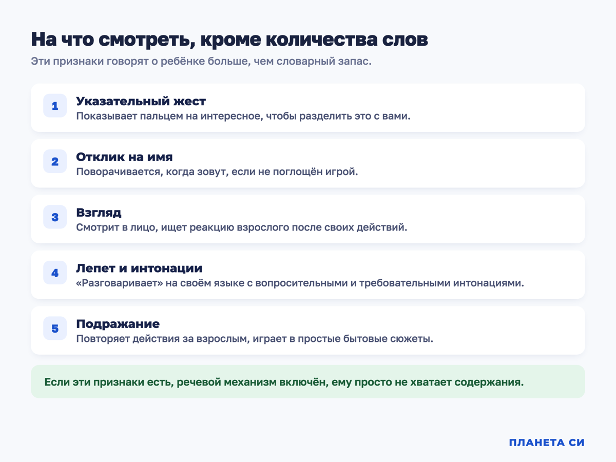 Схема: пять признаков, которые важнее словарного запаса